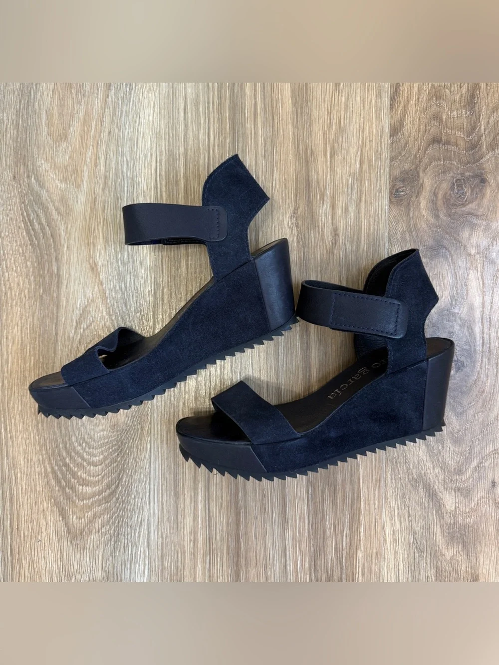 Pedro García Navy Suede Platform Wedge Sandals EU 37 US 6.5